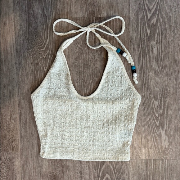 SHEIN Cream Textured Halter Top - Picture 1 of 3